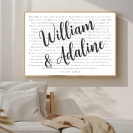 結婚式の歌詞、ミニマルセリフ書道 ポスター