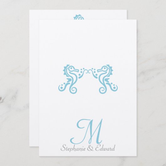 結婚式の水のターコイズのタツノオトシゴのビーチの招待状 招待状 (正面/裏面)