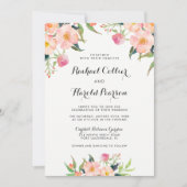 結婚式の水彩植物園の花 招待状 (正面)