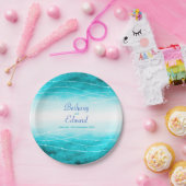 結婚式の水彩画の青い海のカスタムな紙皿 ペーパープレート (パーティー)