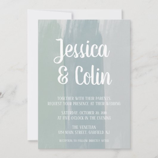 結婚式の水彩筆致招待状 招待状 (正面)