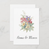 結婚式の水彩花の招待状 テンプレート (正面/裏面)
