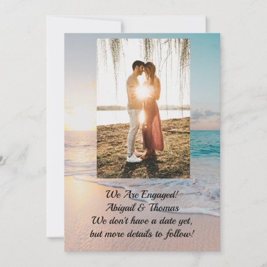 結婚式の海のエンゲージメント発表 セーブザデート (正面)