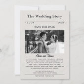 結婚式の物語 新聞のお知らせ 保存日付 セーブザデート (正面)