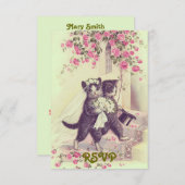 結婚式の猫たちへの出欠確認招待状 出欠カード (正面/裏面)