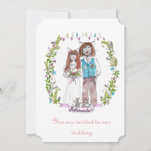 結婚式の猫のデザイン 招待状 (正面)