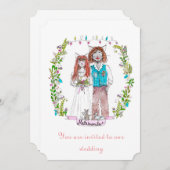 結婚式の猫のデザイン 招待状 (正面/裏面)