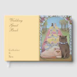 結婚式の猫 黄色い"9 x 6" ゲストブック