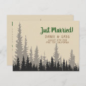 結婚式の発表のたった今結婚しました山の木 案内ポストカード (正面/裏面)