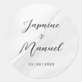 結婚式の白いギフトペアネーム ラウンドシール (正面)