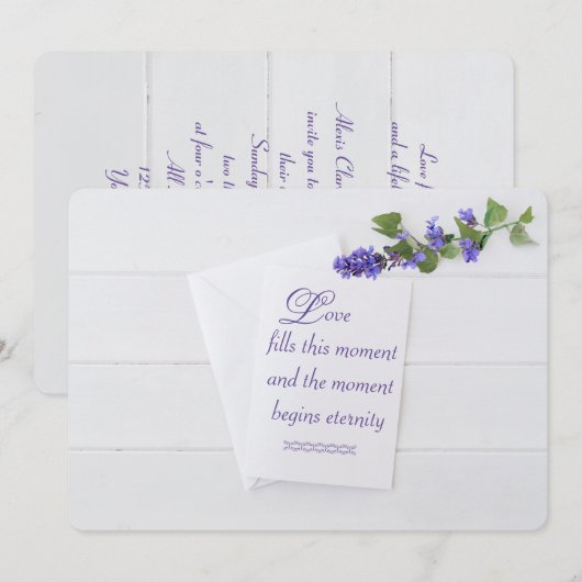 結婚式の白い招待状を木に置いたもの 招待状 (正面/裏面)