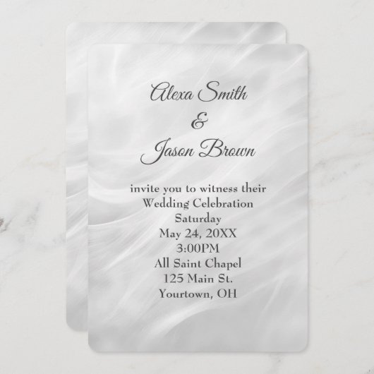 結婚式の白大理石アブストラクト 招待状 (正面/裏面)
