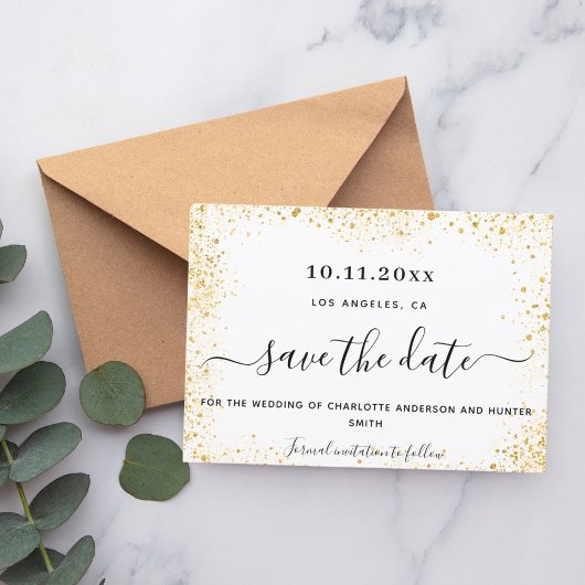 結婚式の白金グリッター Save the Date セーブザデート
