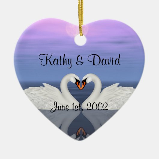 結婚式の白鳥 セラミックオーナメント (正面)