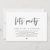 結婚式の秘密の祝い, 現代のミニマリスト, パーティしよう 招待状 (正面)