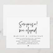 結婚式の秘密の計画, サプライズ, 私たちだけで結婚しました 招待状 (正面/裏面)