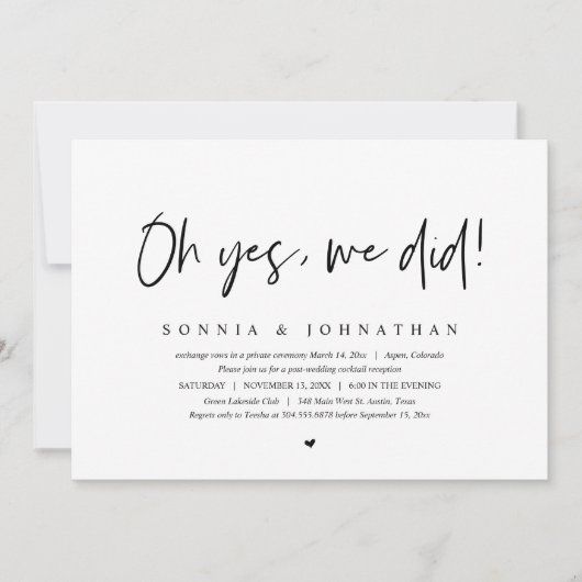 結婚式の秘密の誓い、そう、しました 招待状 (正面)