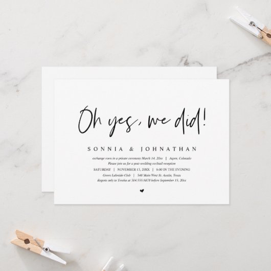 結婚式の秘密の誓い、なんて素敵!私たち、しました 招待状 (正面/裏面インサイチュ)