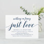 結婚式の秘密の誓い、エレガントで上品なネイビーブルーのスクリプト 招待状 (スタンド正面)