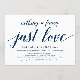 結婚式の秘密の誓い、エレガントで上品なネイビーブルーのスクリプト 招待状