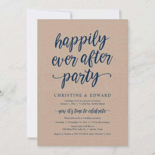 結婚式の秘密の誓い、ハッピーエバーアフター パーティーの招待状 招待状 (正面)