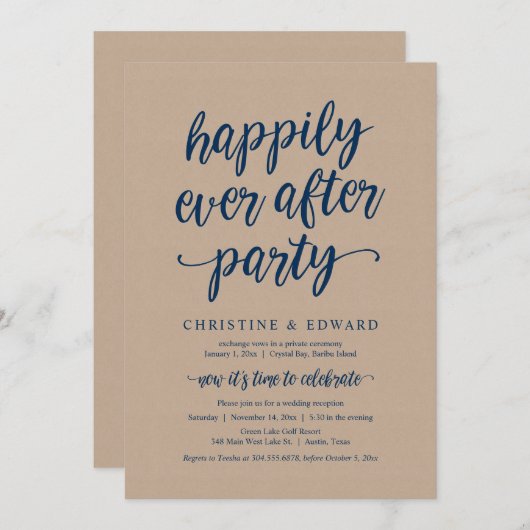 結婚式の秘密の誓い、ハッピーエバーアフター パーティーの招待状 招待状 (正面/裏面)