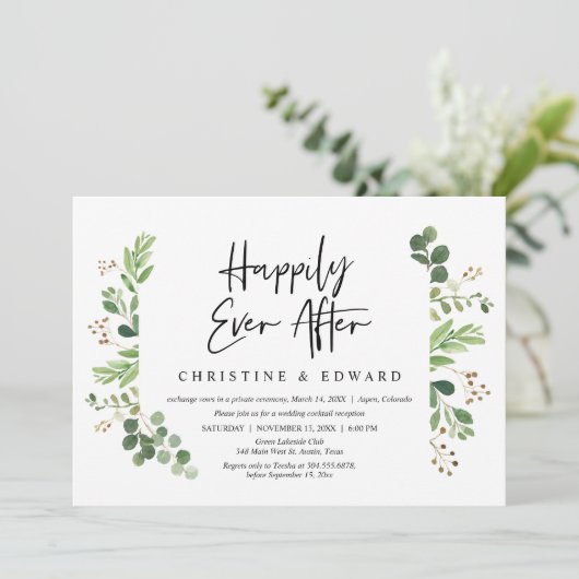 結婚式の秘密の誓い、幸せな日々を共に ディナー 招待状 (スタンド正面)