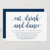 結婚式の秘密の誓い、食事とダンスの招待状 招待状 (正面/裏面)