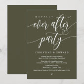 結婚式の秘密挙式、ハッピーエバーアフターパーティー、オリーブ 招待状 (正面/裏面)