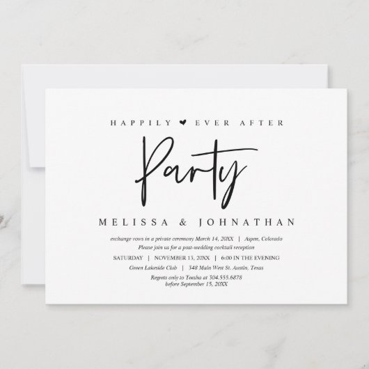 結婚式の秘密挙式、ハッピーエンドパーティー 招待状 (正面)