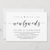 結婚式の秘密挙式、 新婚夫婦とのランチへの招待 招待状 (正面)