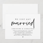 結婚式の秘密挙式、 私たち結婚しました  招待状 (正面/裏面)