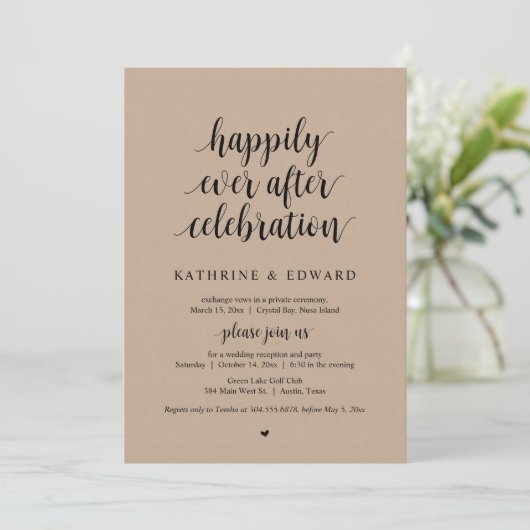 結婚式の秘密結婚、幸せな結婚後のお祝い 招待状 (スタンド正面)