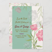 結婚式の節約日付通知カード 招待状 (正面/裏面)