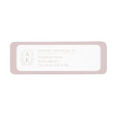 結婚式の紋章 モノグラム ブラッシュ ピンク 返信住所 ラベル (正面)