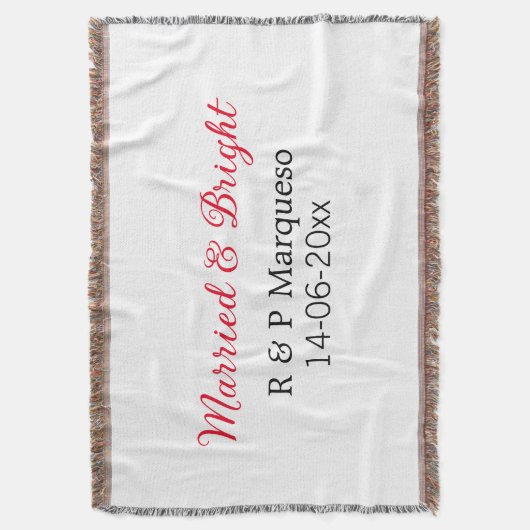 結婚式の素敵なカップル名と日付を追加 スローブランケット (正面縦)
