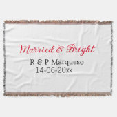 結婚式の素敵なカップル名と日付を追加 スローブランケット (正面)