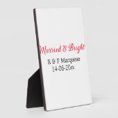 結婚式の素敵なカップル名と日付を追加 フォトプラーク (側面)