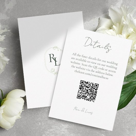 結婚式の細部を飾るQRコード付カード エンクロージャーカード