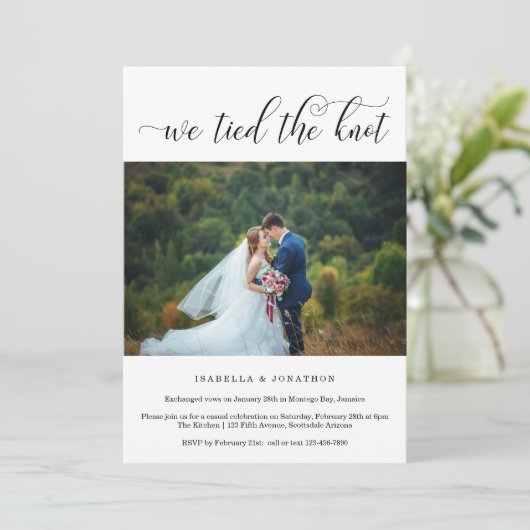 結婚式の結婚の駆け落ちの発表の招待状 サンキューカード (スタンド正面)