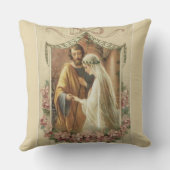 結婚式の聖母マリアカトリック教のセントジョーゼフの花柄 クッション (裏面)