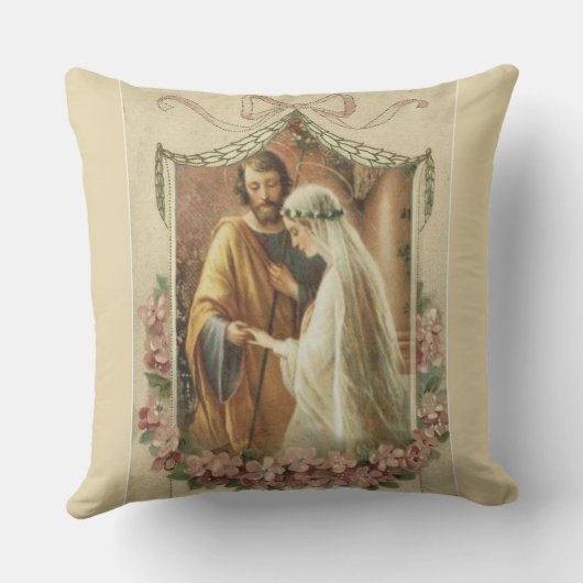 結婚式の聖母マリアカトリック教のセントジョーゼフの花柄 クッション (裏面)