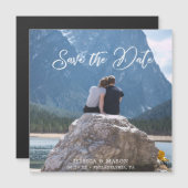 結婚式の脚本を書くと、写真付きの日付の磁石を節約 マグネット招待状 (正面/裏面)