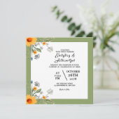 結婚式の色 花のカード 招待状 デザイン テンプレート (スタンド正面)