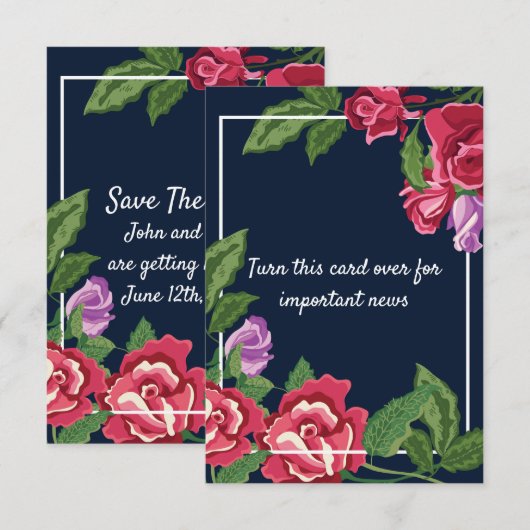 結婚式の花の日付を保存 (正面/裏面)