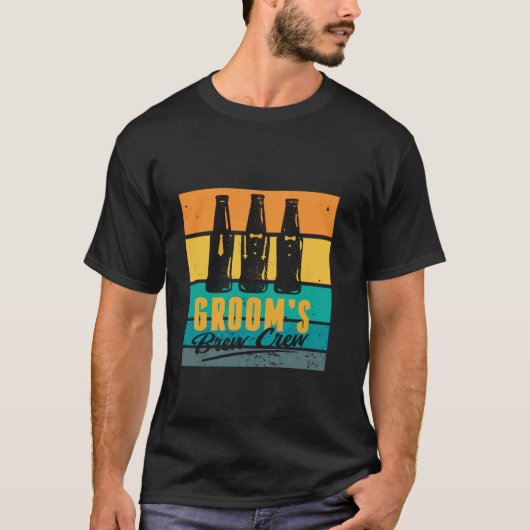 結婚式の花婿と友人たちとビール瓶のパーティー　独身最後の夜 Tシャツ (正面)