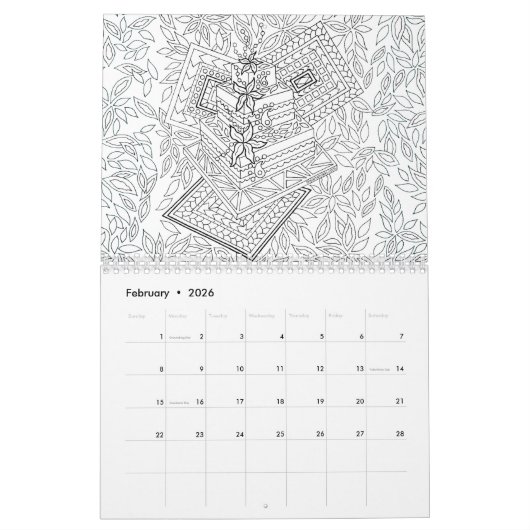 結婚式の花嫁の新婦付添人色パーソナライズなこれ カレンダー (2月 2026)