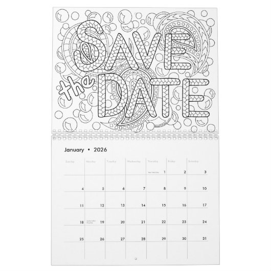 結婚式の花嫁の新婦付添人色パーソナライズなこれ カレンダー (1月 2026)