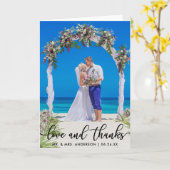 結婚式の花嫁の新郎の写真の愛および感謝の折目 カード (黄色い花)