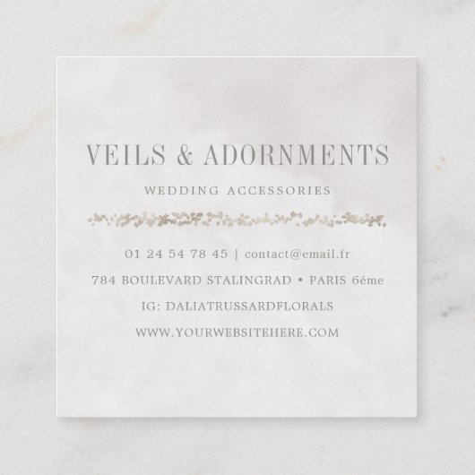 結婚式の花嫁の毛の櫛の付属品のジュエリー スクエア名刺 (裏面)